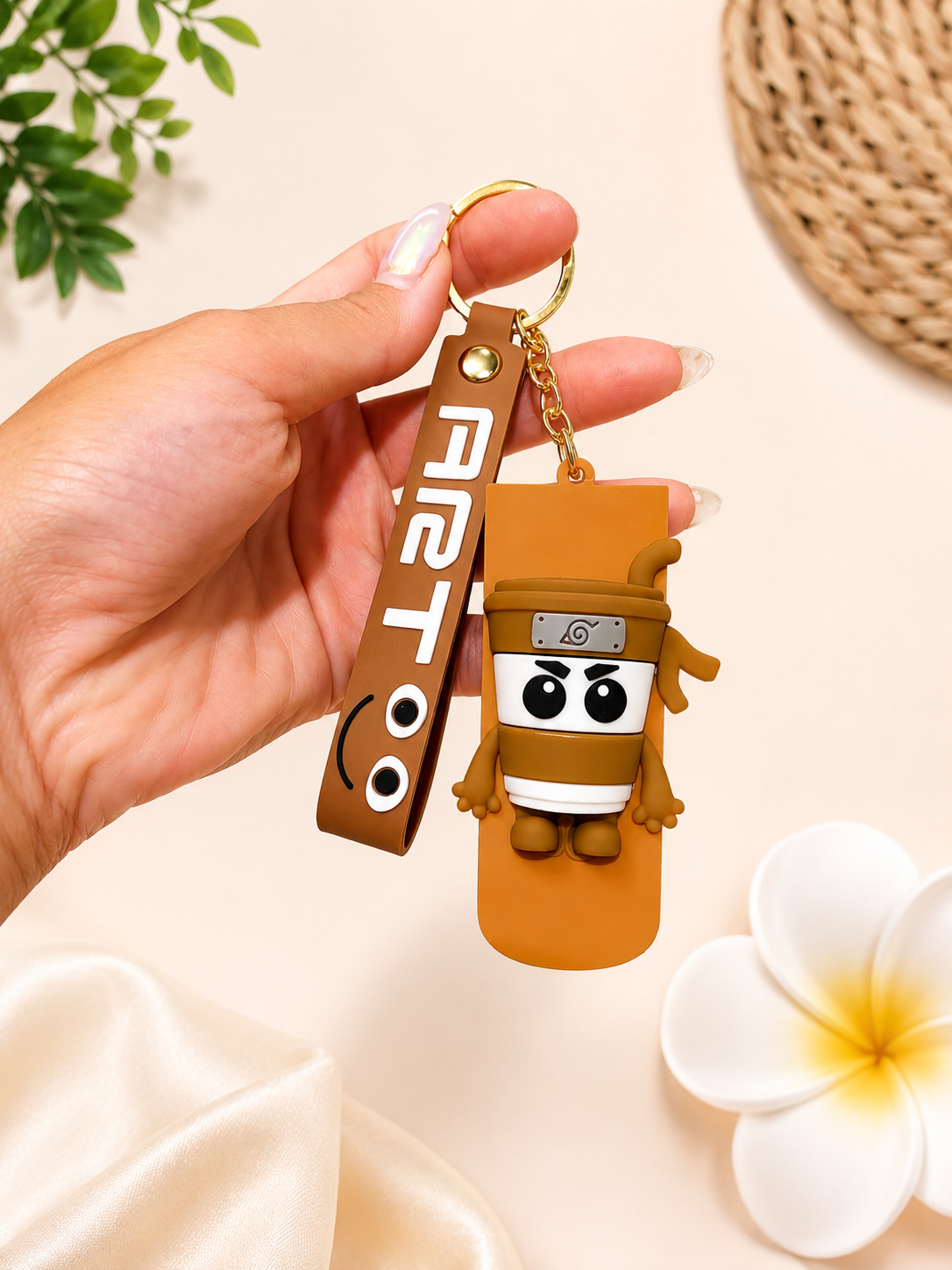 Cute Cartoon Character Keychain with Mini Comb & Mirror