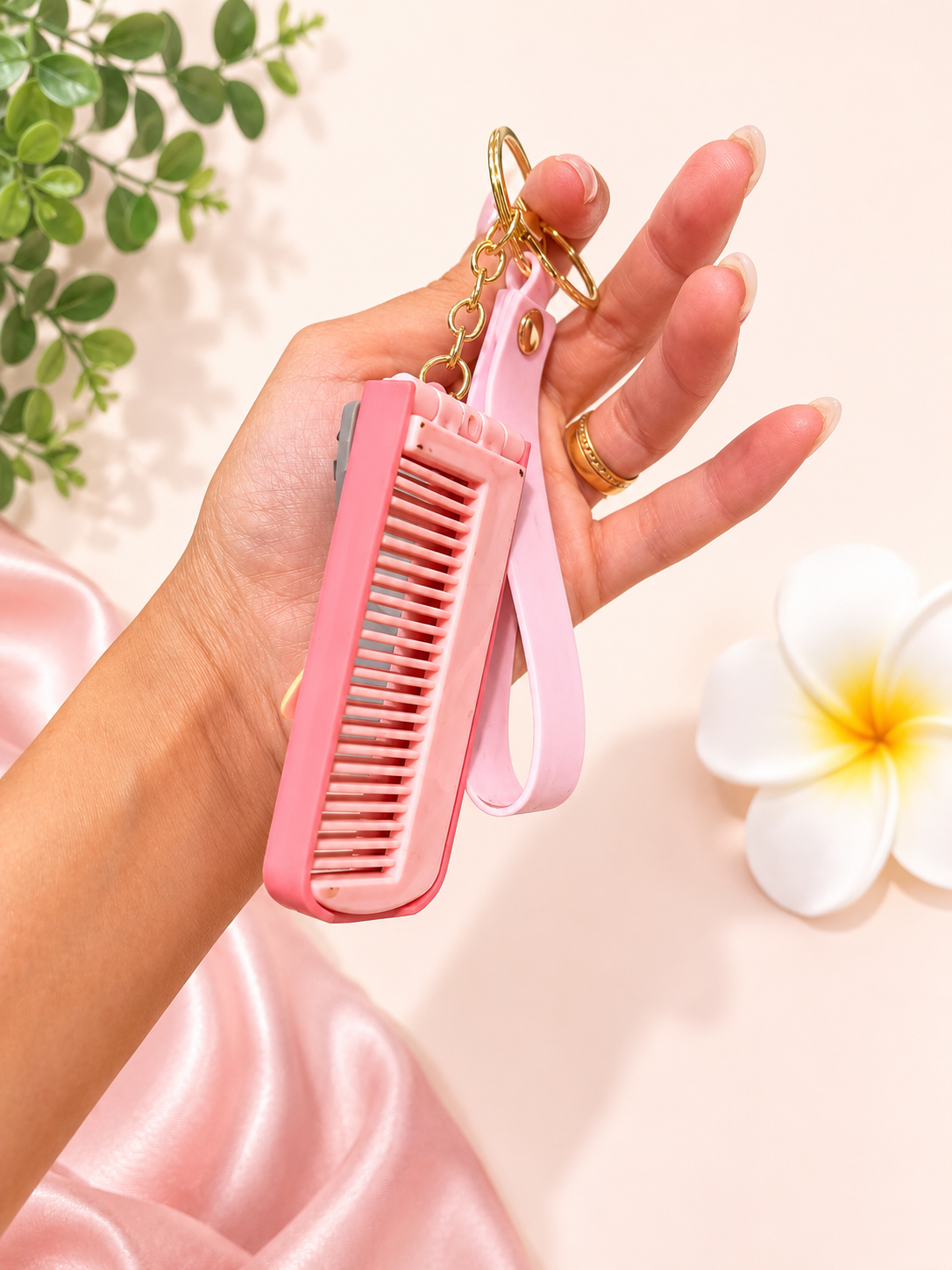 Cute Cartoon Character Keychain with Mini Comb & Mirror