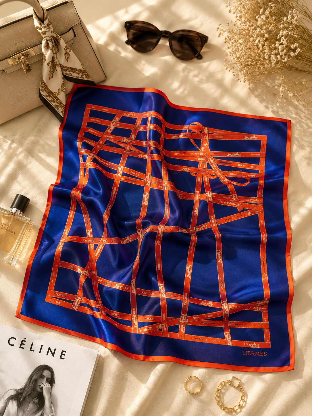 ✨ Luxury 100% Silk Scarf – Elegant Square Satin Scarf