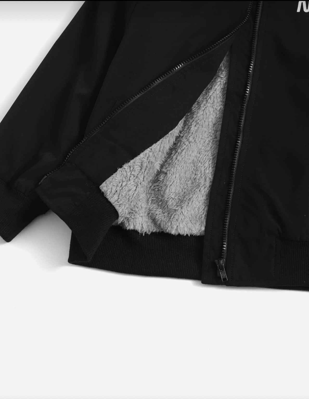 SHEIN Toddler Boys Letter Graphic Teddy Lined Bomber Jacket - 5Y