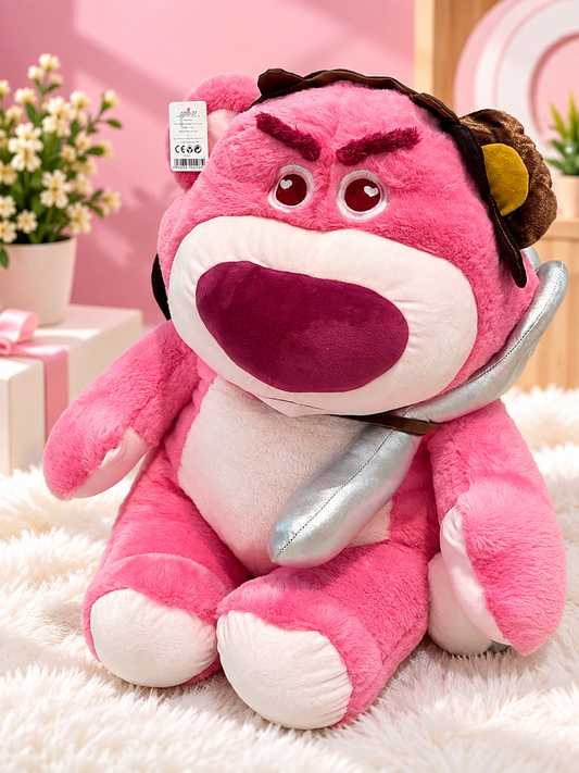 Pink Plush Bear Toy with Silver Wings – Soft Cuddly Stuffed Animal