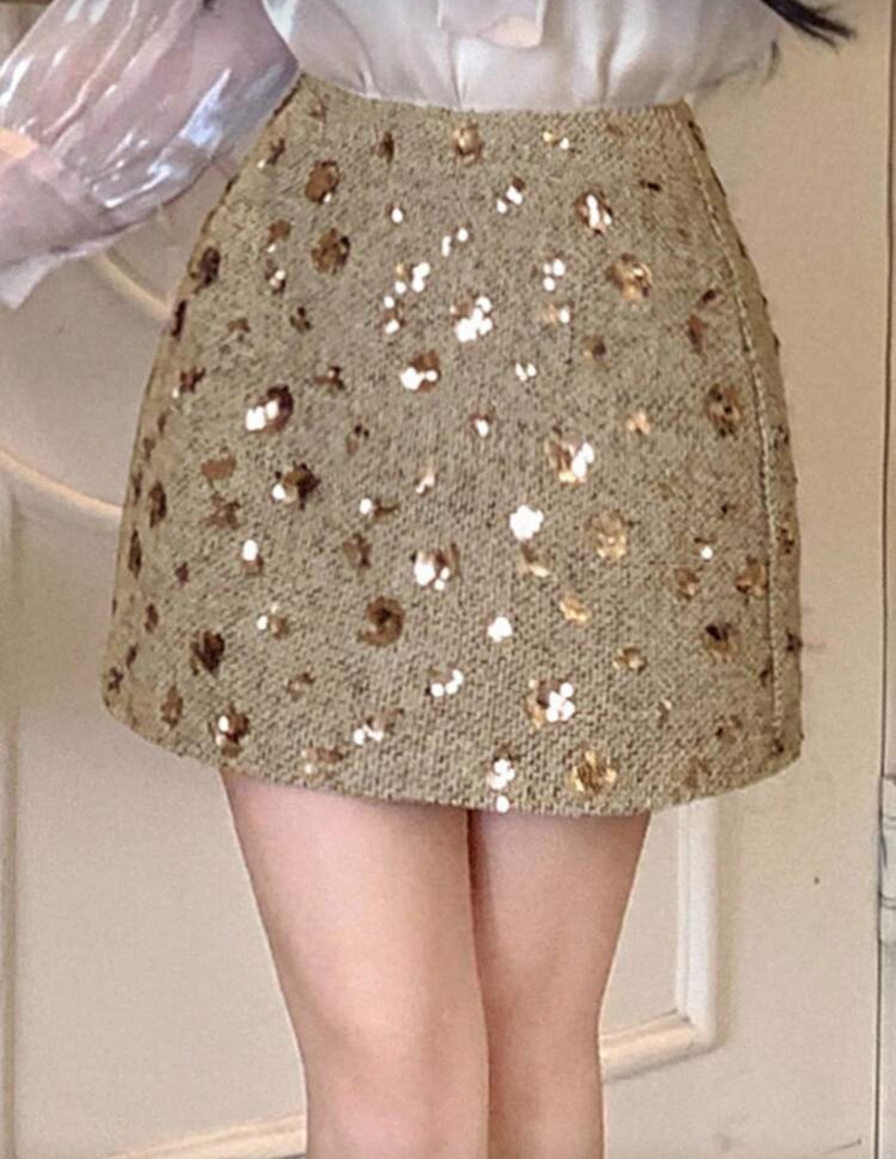 DAZY Women's Elegant Sequin Embellished Bodycon Mini Skirt, Autumn Winter Women Skirts Carnival - Medium