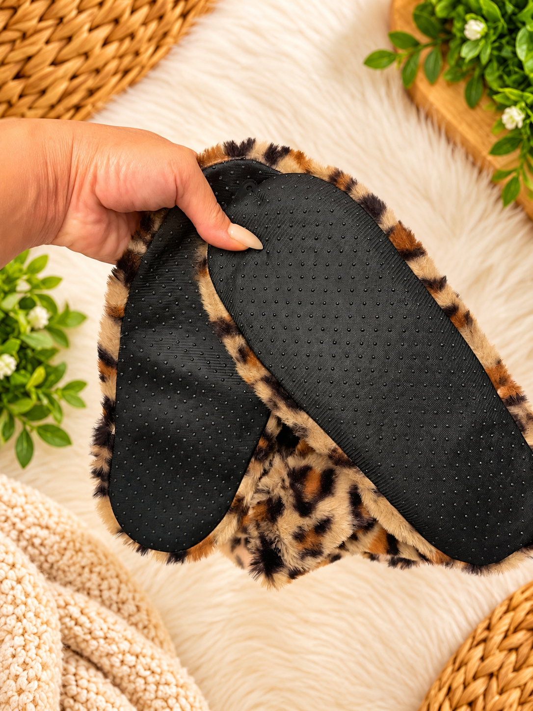 Women’s Plush Leopard Print Fuzzy Socks – Non-Slip Cozy Home Socks - Free Size