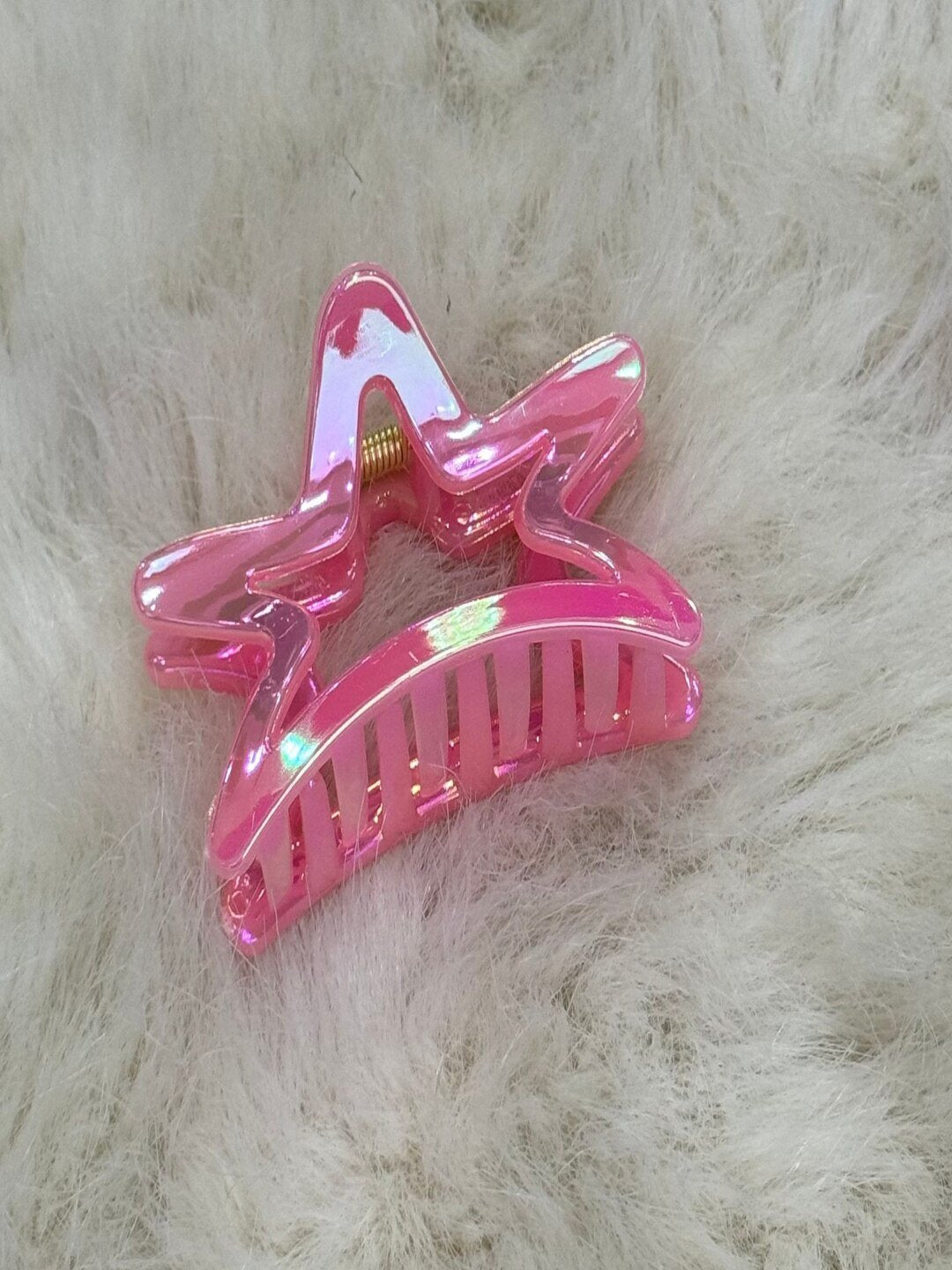 1pc starry colorful PVC hollow hair grab large size hair clip grab clip shark clip.