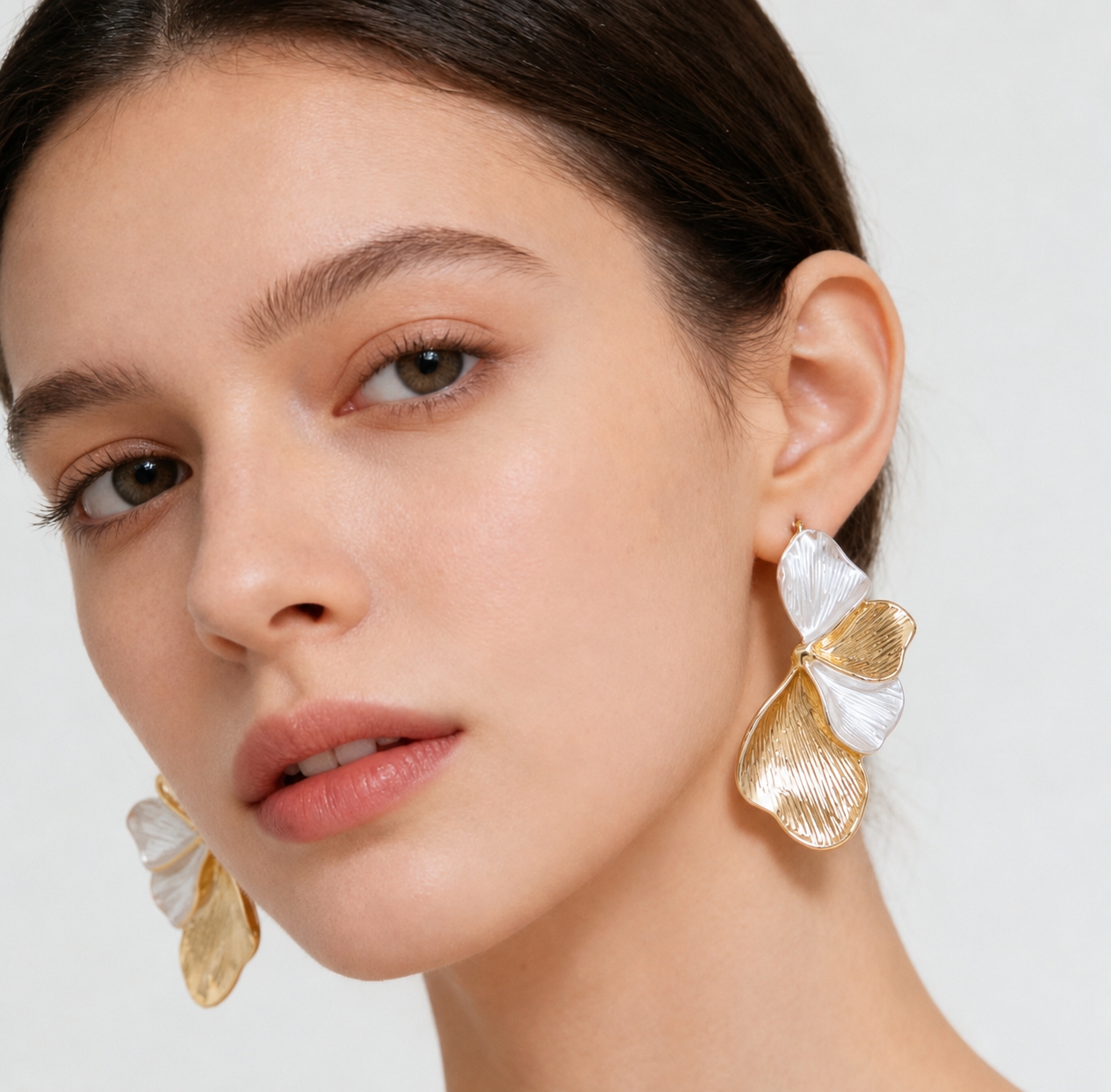 Two-Tone Floral Statement Earrings