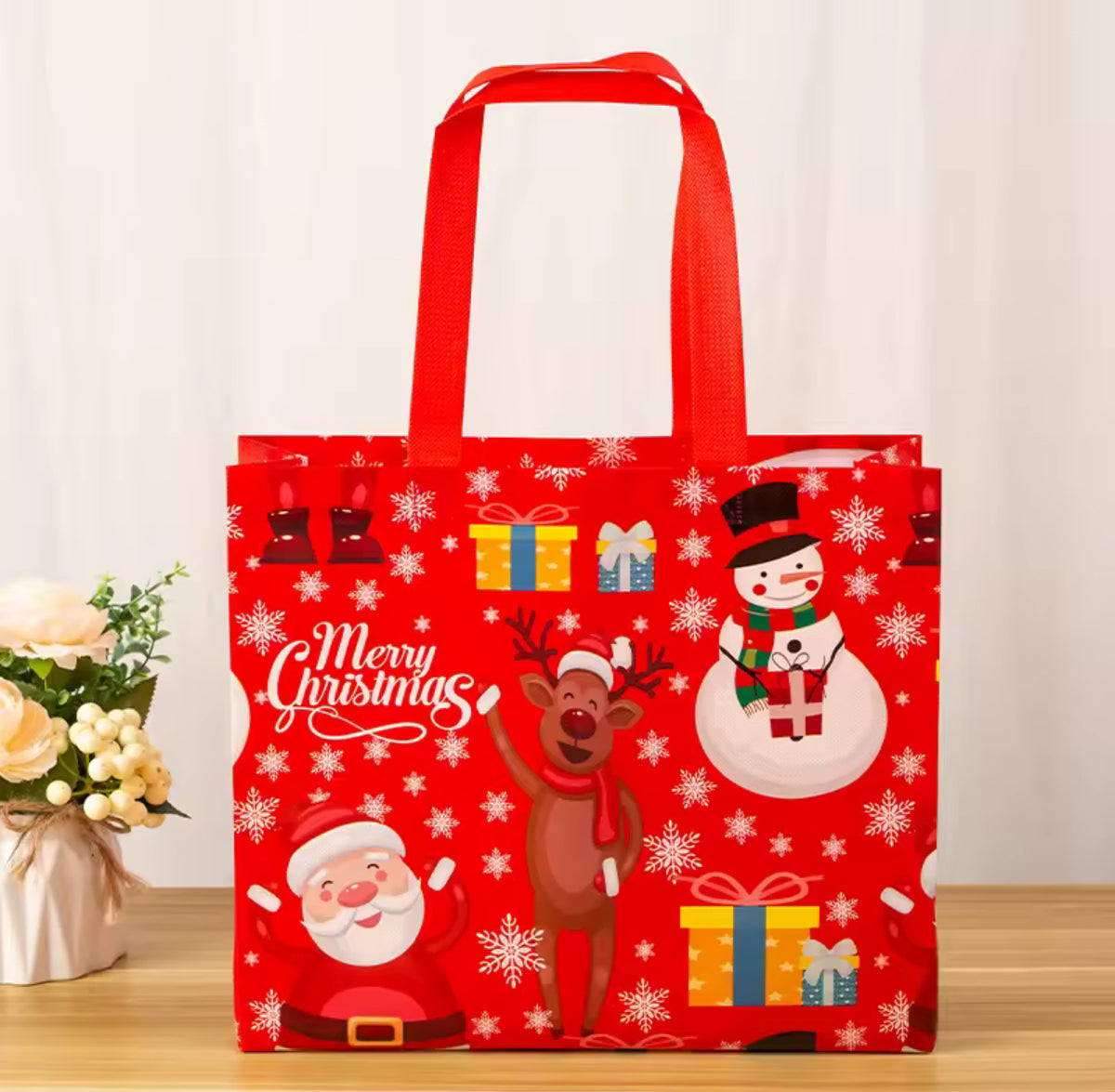 Christmas Gift Bags Santa Elk Snowflake Tote Bag Children's Gift Bags Thickened Non-woven Waterproof Bag Christmas Decoration