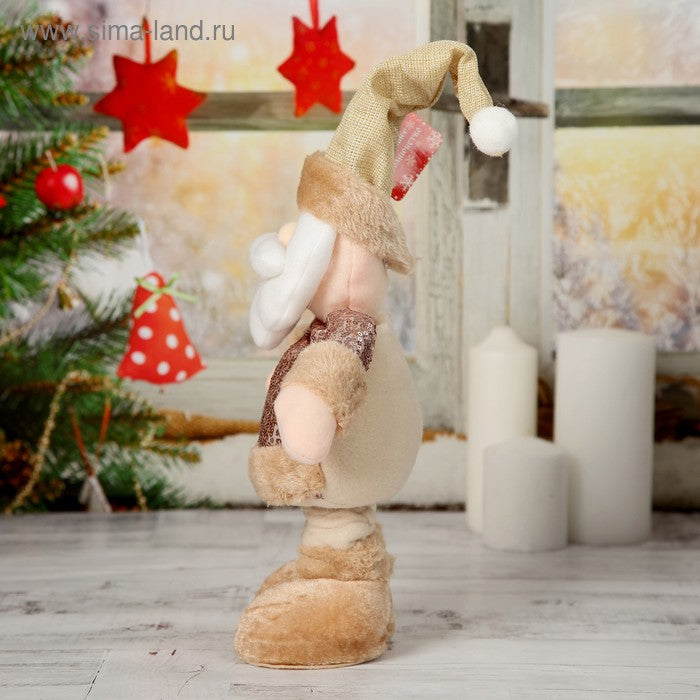 🎄 Sequin Santa Claus Soft Toy – Standing Christmas Decoration (Brown, 41 cm)