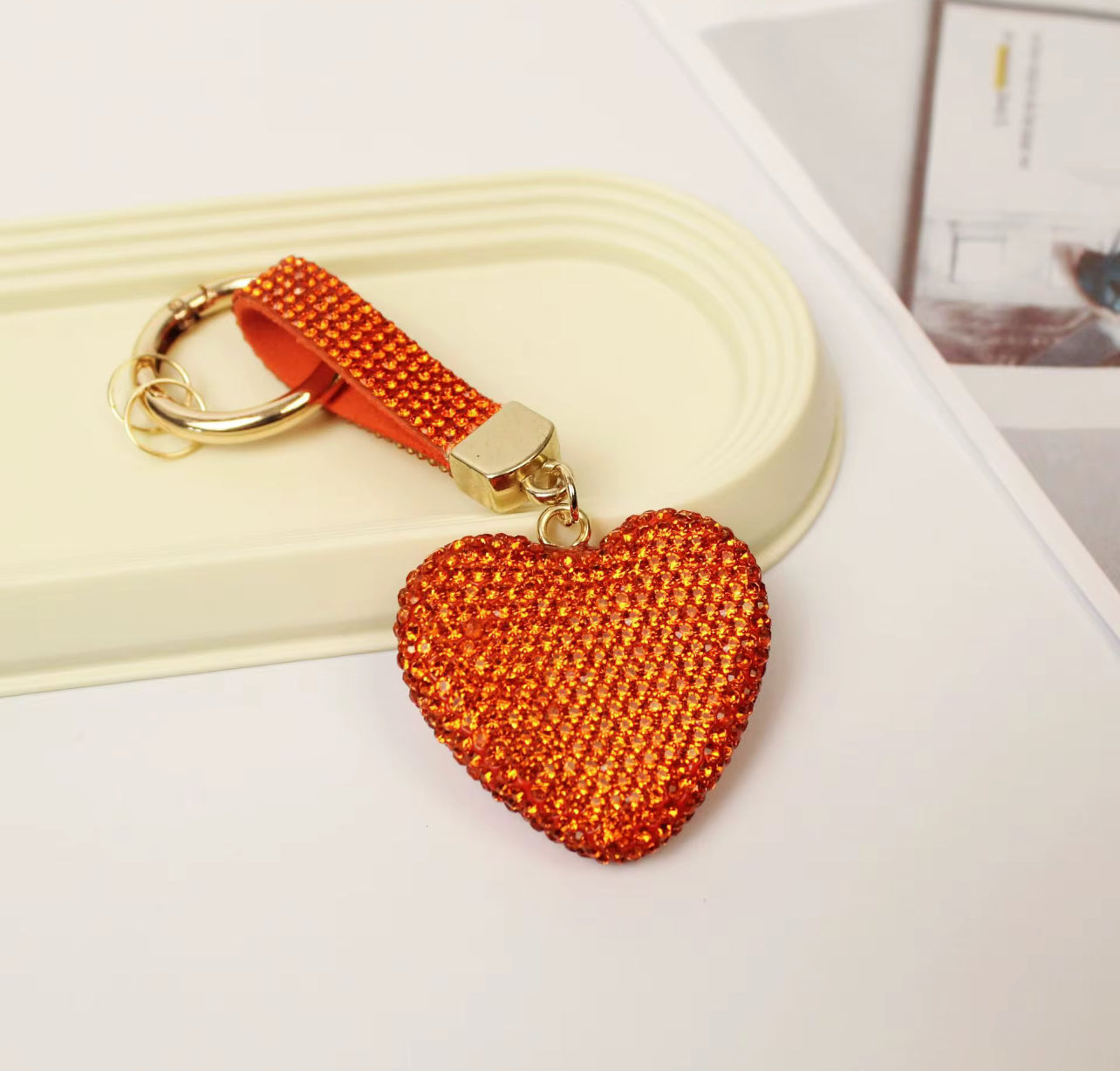 Rhinestone Heart Keychain – Sparkly Crystal Charm