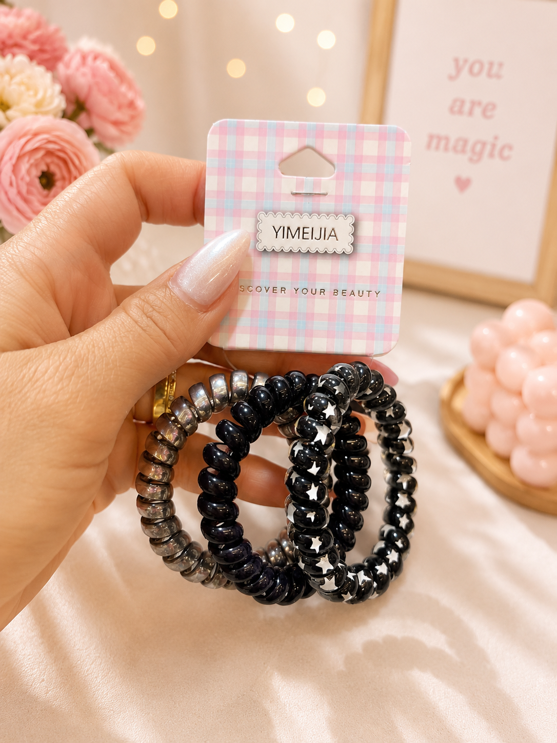 YIMEIJIA Spiral Hair Ties – Stylish No-Crease Hair Elastics
