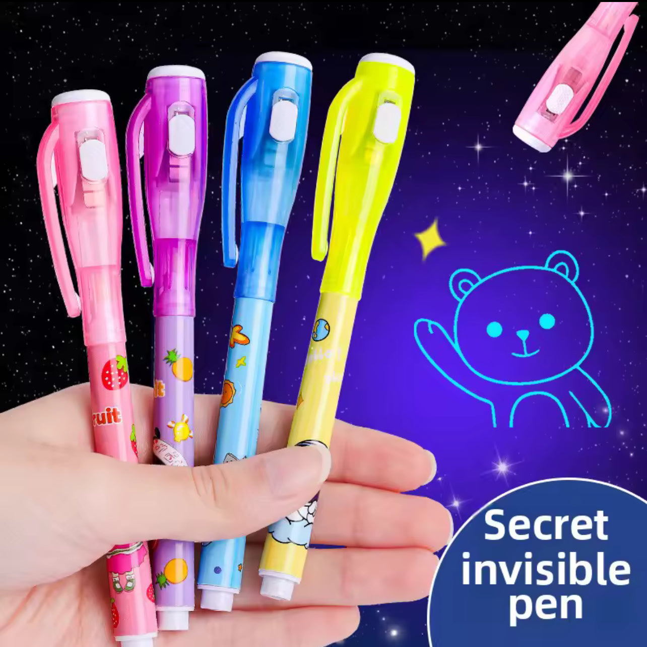 Magic Invisible Highlighter Pen with UV Light Painting Markers Invisible Ink Fluorescence for Kid Gift Spy Game