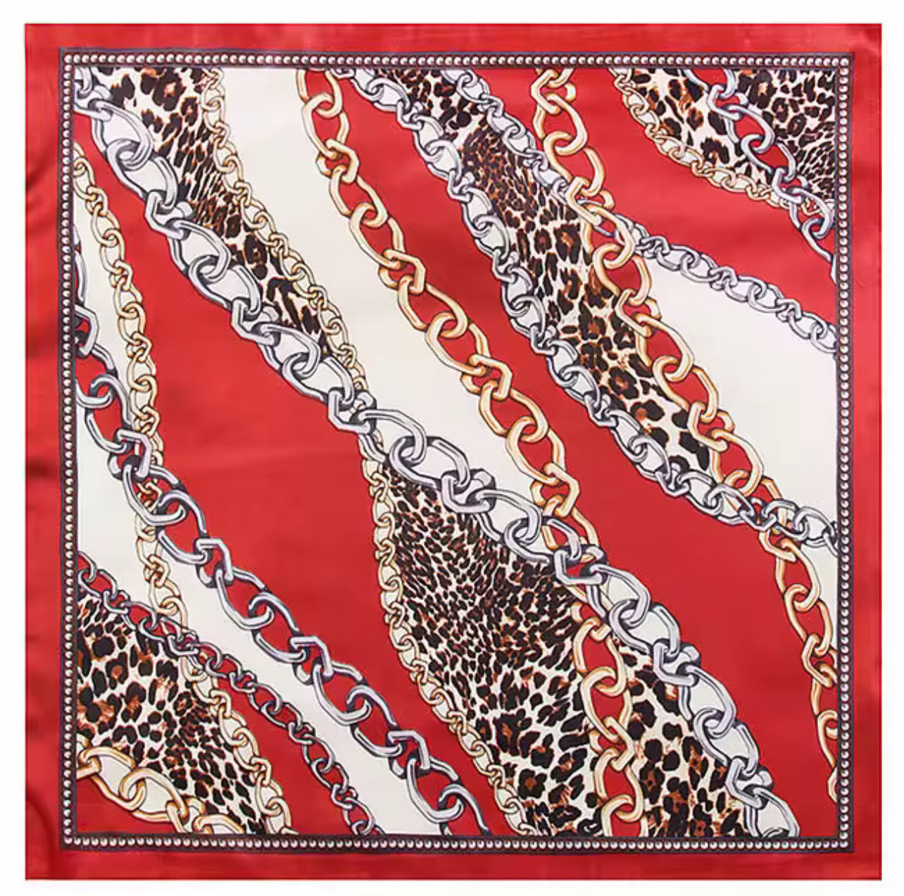 Satin Leopard & Chain Print Scarf – 3 Colors