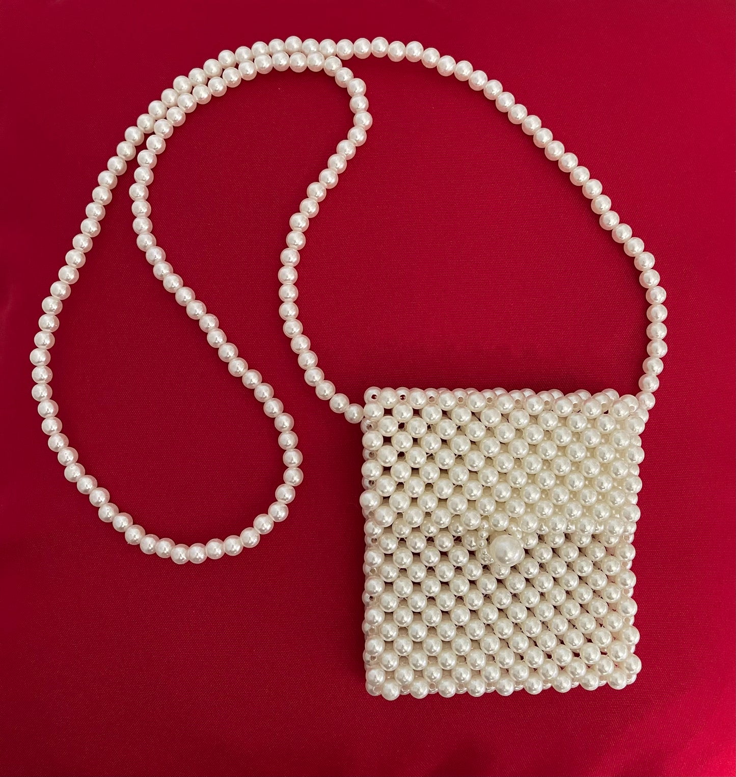 Elegant Mini Pearl Beaded Crossbody Bag – Handmade Vintage Style Evening Purse