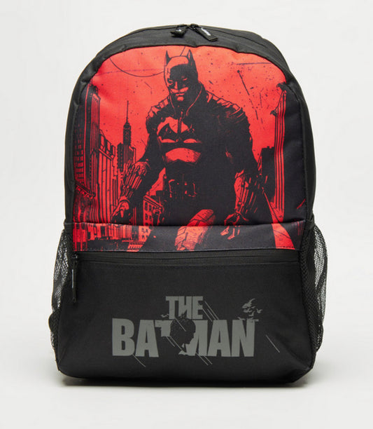 Max Fashion Batman Print Backpack with Zip Closure