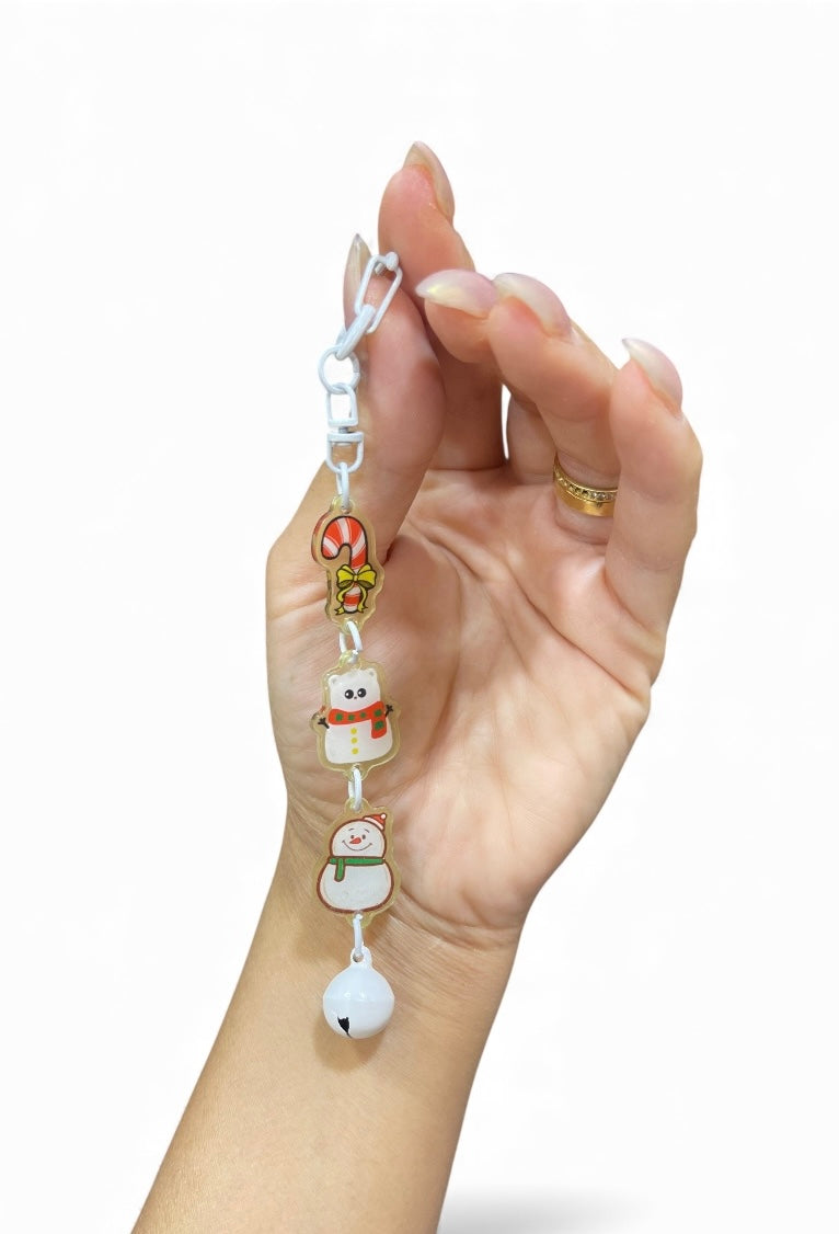 🎄 1Pc Christmas Charm Keychain – Festive Holiday Collection (Red, White & Green)