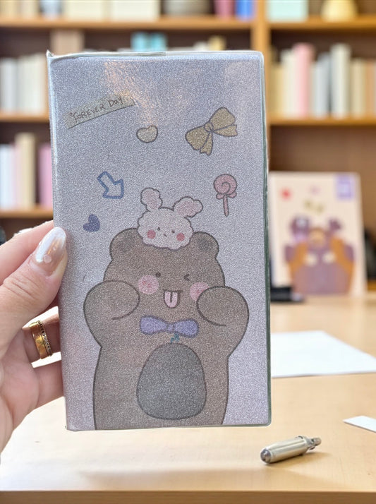 Glittery Cute Bear & Bunny Notebook – “Forever a Day”
