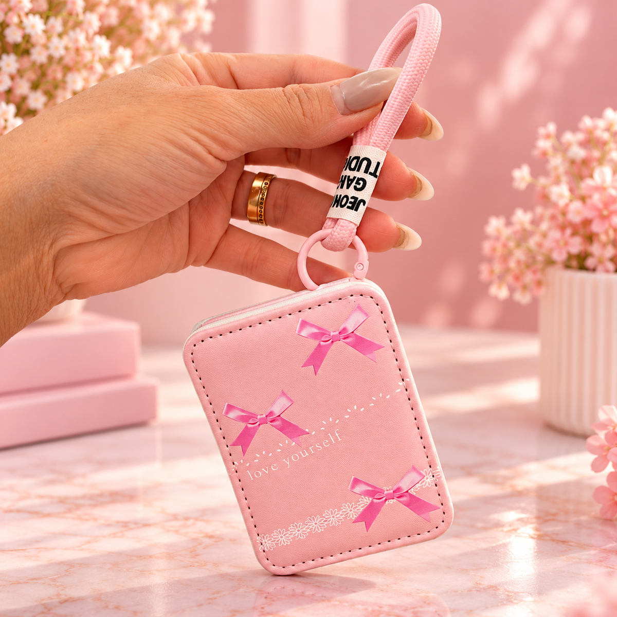 Cute Bow & Butterfly Mini Pocket Mirror Keychain – Pink & Blue Designs