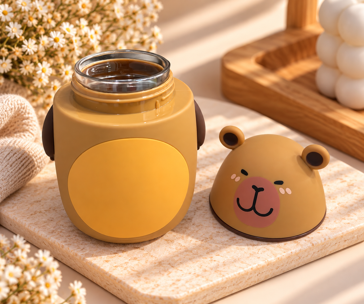 Cute Bear-Shaped Cup with Lid – 300ml