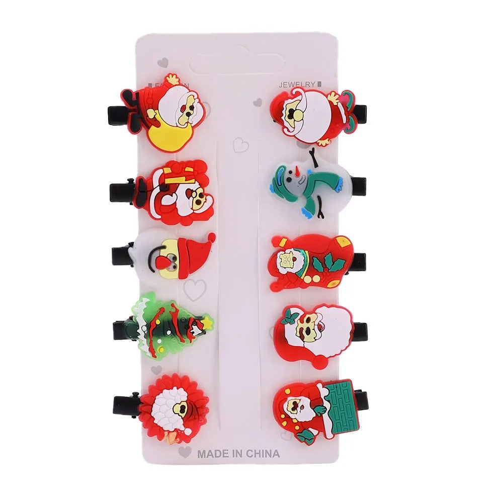 10Pcs/set Christmas Headdress Santa Antler Hair Clip For Girls Hairpins Clips Children's Barette Hair Ornaments Hair Accessories