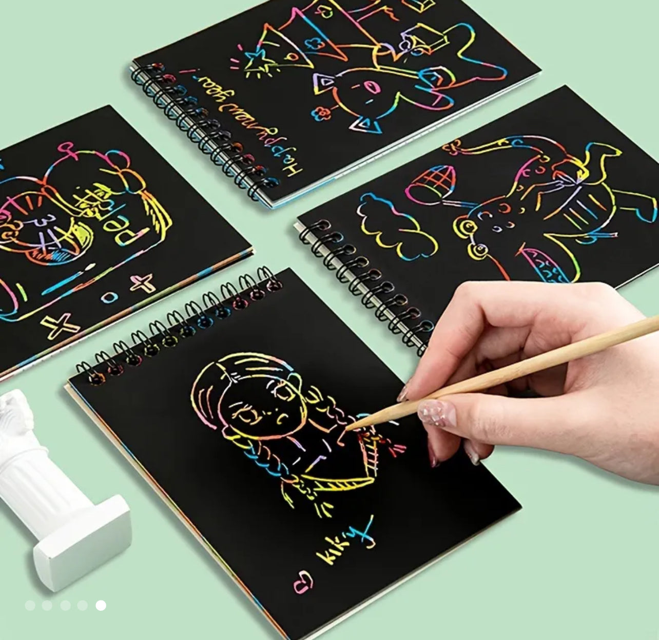 Colorful Magic Scratch Art Notebook – 12 Sheets with Scratch Pens