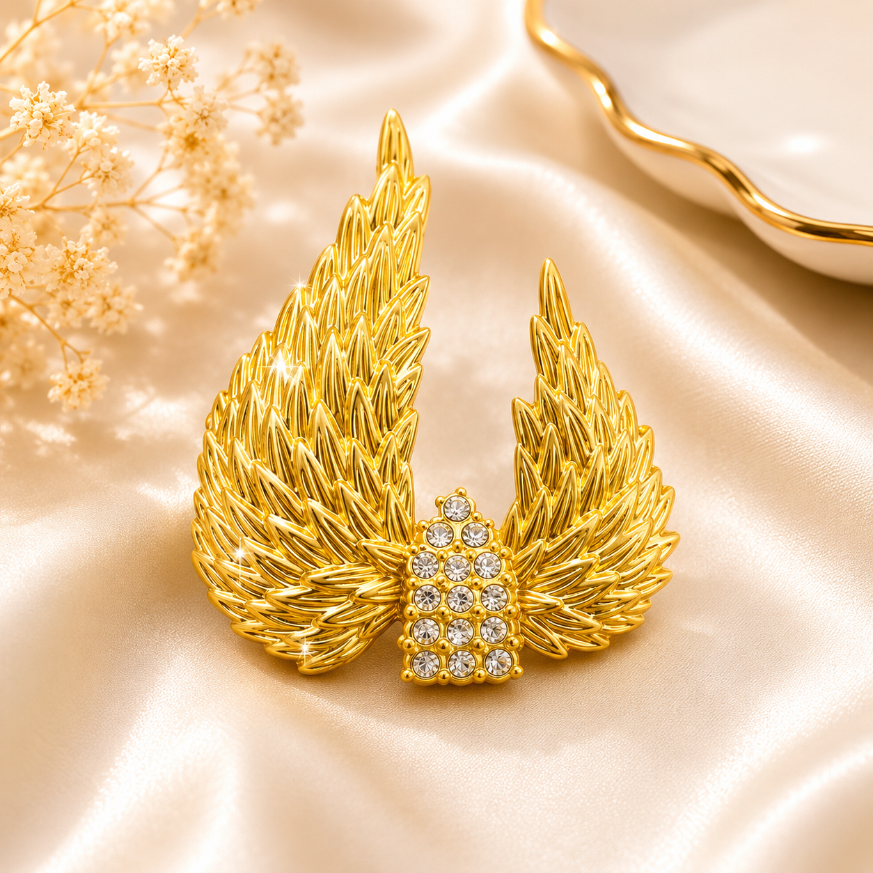 Golden Angel Wings Stainless Steel Brooch