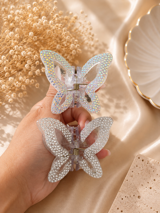 Sparkling Butterfly Hair Claw Clip – Crystal Rhinestone Acrylic Hair Clip