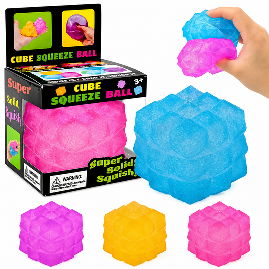 Super Solid Cube Squeeze Ball – Textured Sensory Stress & Fidget Toy