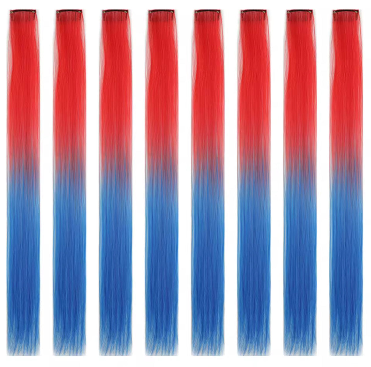 2Pcs Clip in Hair Extensions Synthetic Colored Hair Extensions Party Highlights Long Straight Hairpieces for Women