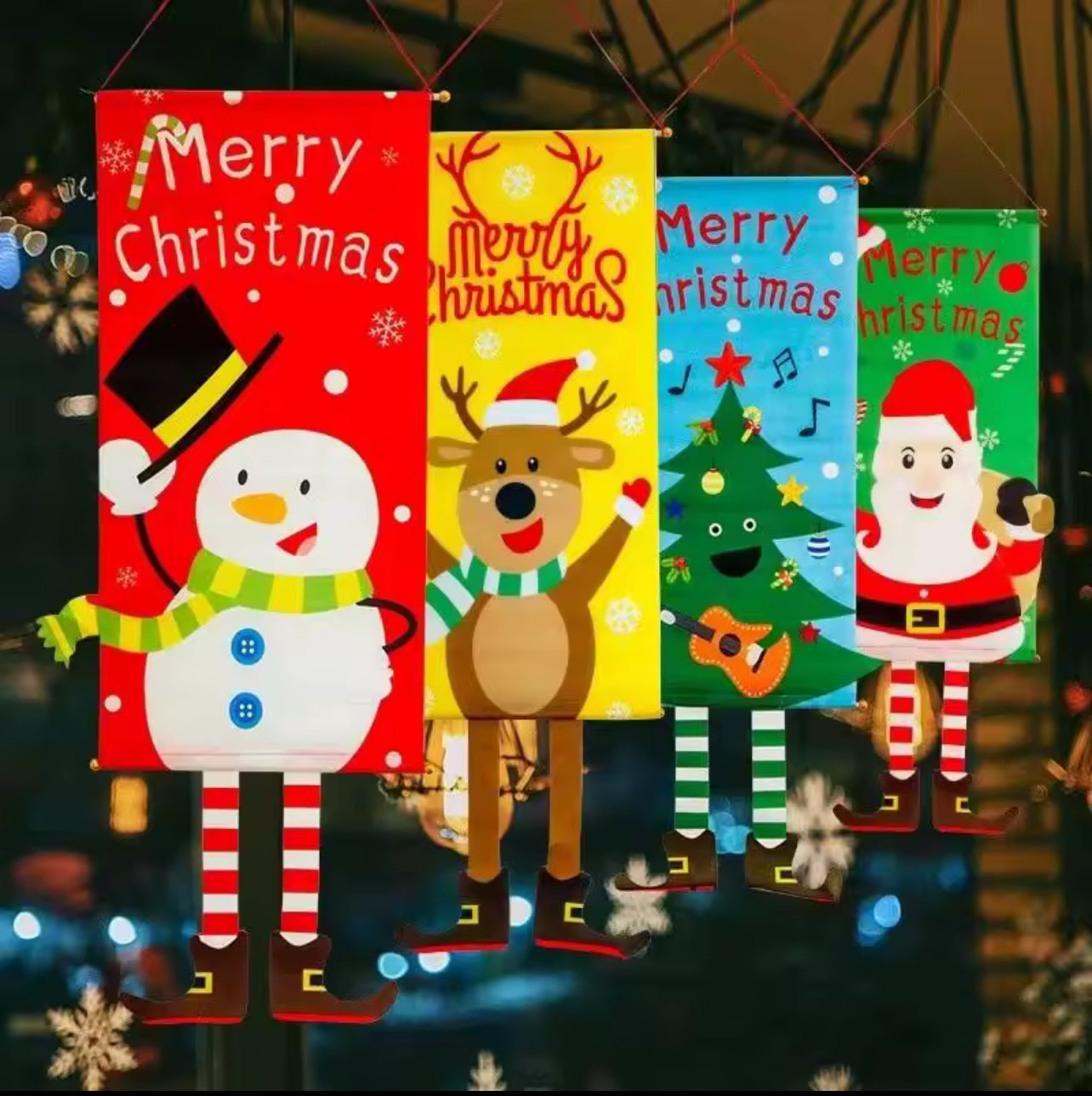 Merry Christmas Santa Claus Banne Home Decoration Party Supplies Elk Snowman Window Hanging Door Hanging Ornament Festival Gifts