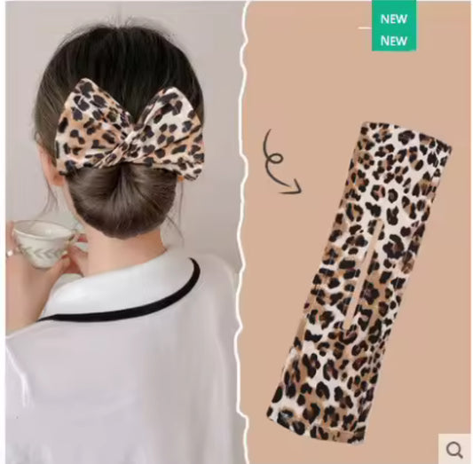 Multicolor Deft Bun Print Headband Hairpin for Women Girl Cloth Hair Circle Bun Maker Ponytail Holder Hair Accessories 1pcs