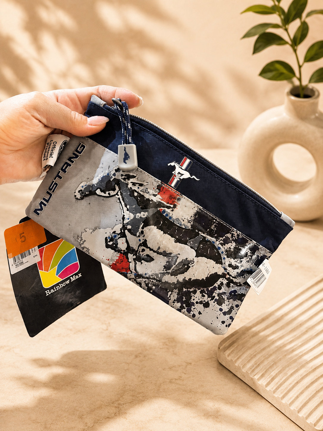 Mustang Printed Pencil Case with Zip Closure