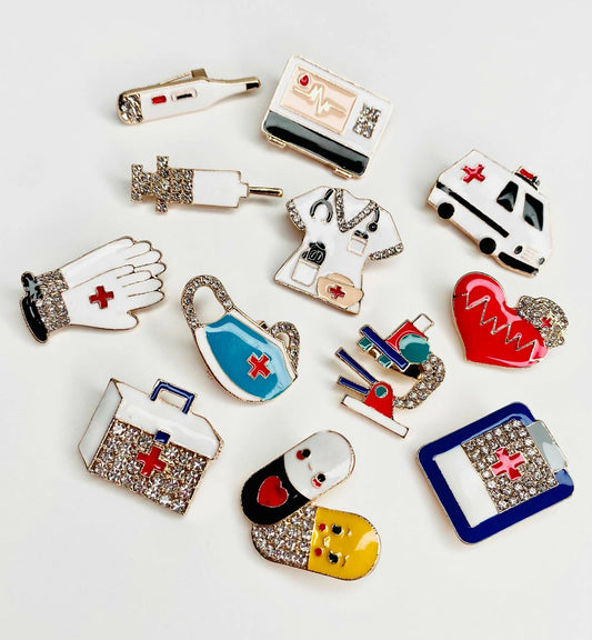 12-Piece Healthcare & Medical Themed Brooch Set