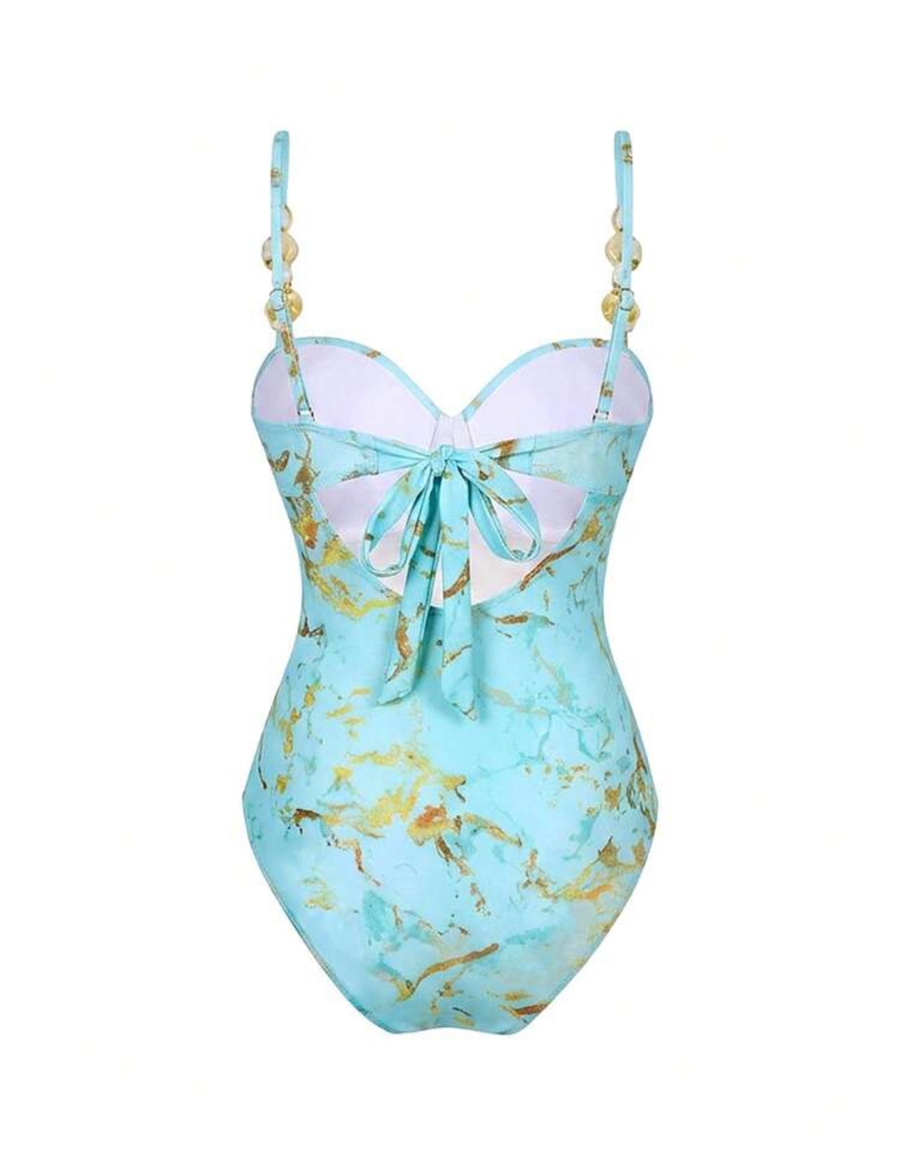 Bonvoyette Swim Oasis Women's 3-Piece Swimsuit Set,Underwire One-Piece Swimsuit With Mesh Skirt,Light Blue,Summer,Casual,Beach Party,Holiday,Vacation,Holiday