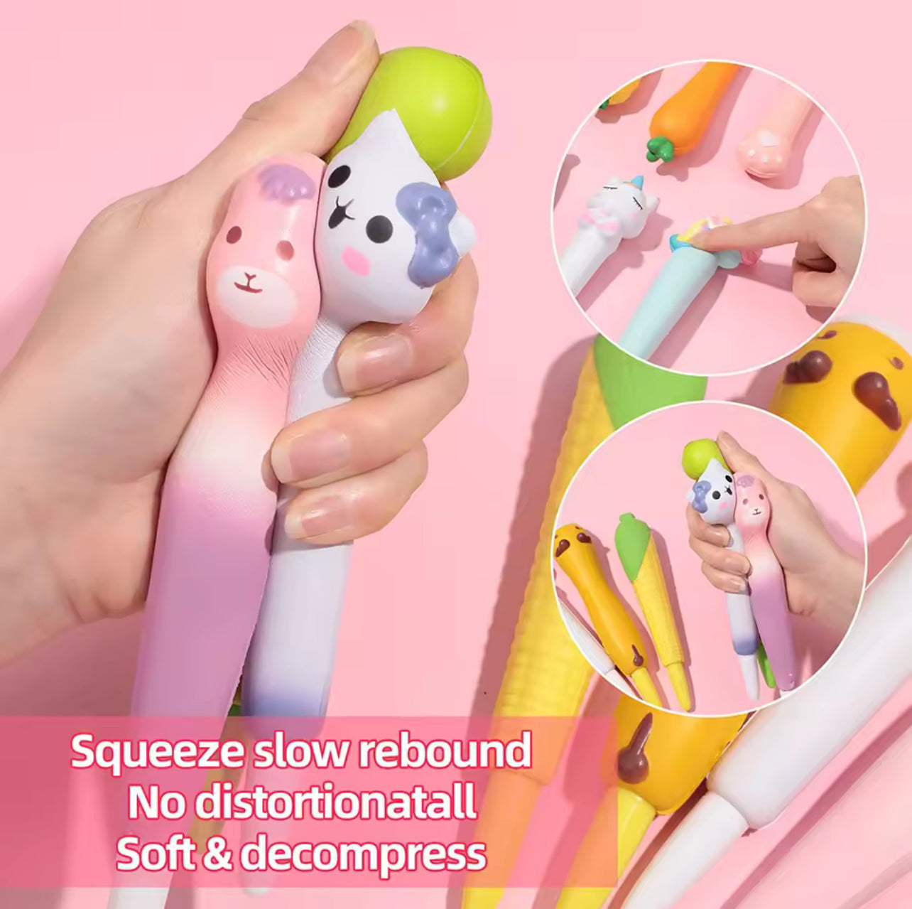 1Pcs Cute Soft Gel Pen Kawaii Decompression Pen Stationery Office School Supply Lovely Cartoon Pen Sponge Slow Rebound Gel Pen