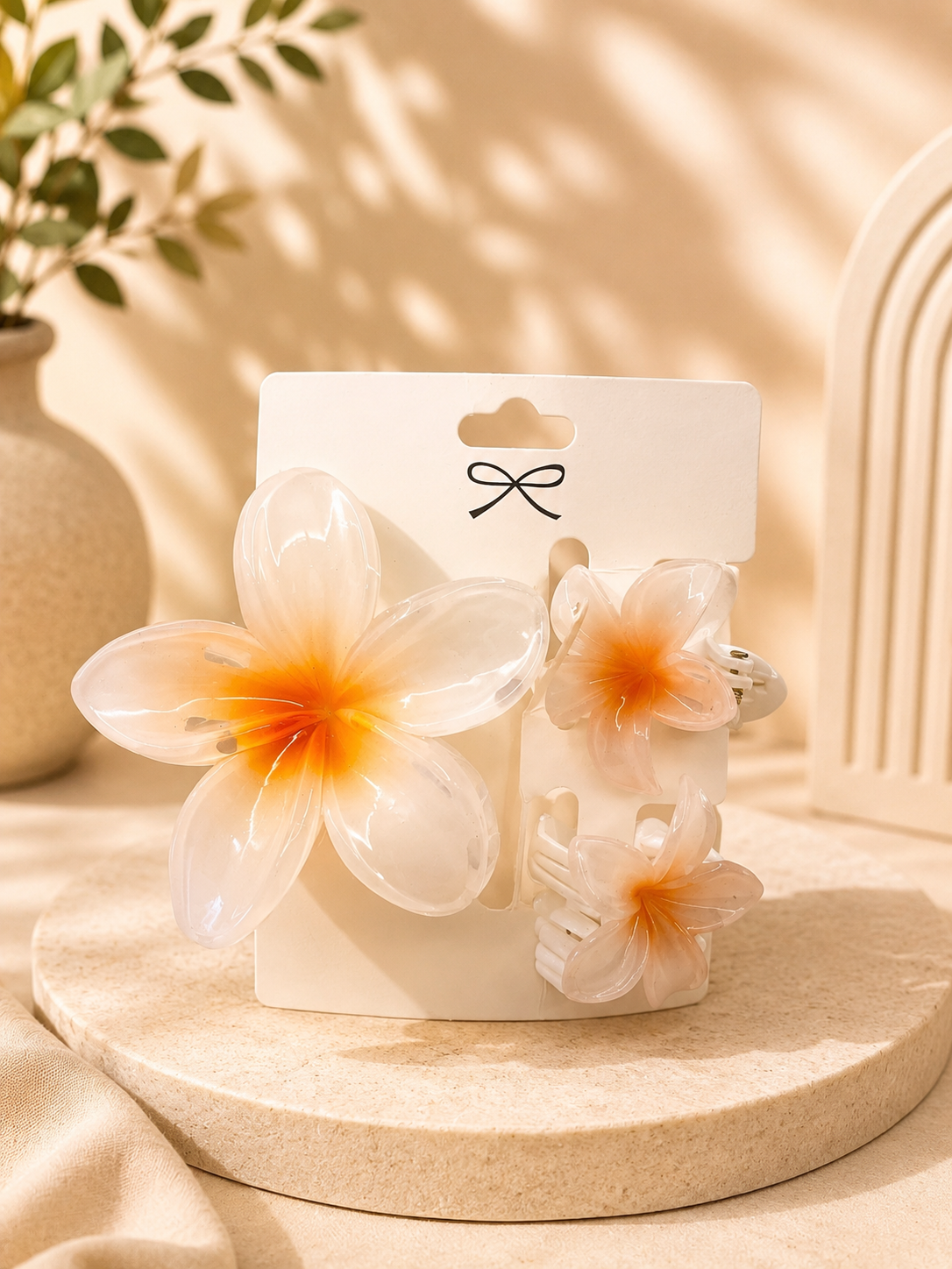 Glossy Flower Hair Clip Set – 3-Piece Floral Hair Claw Clips