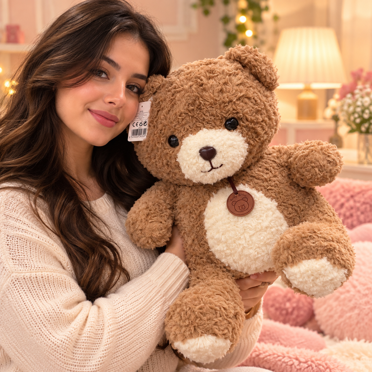 Soft Plush Teddy Bear – Brown & Cream