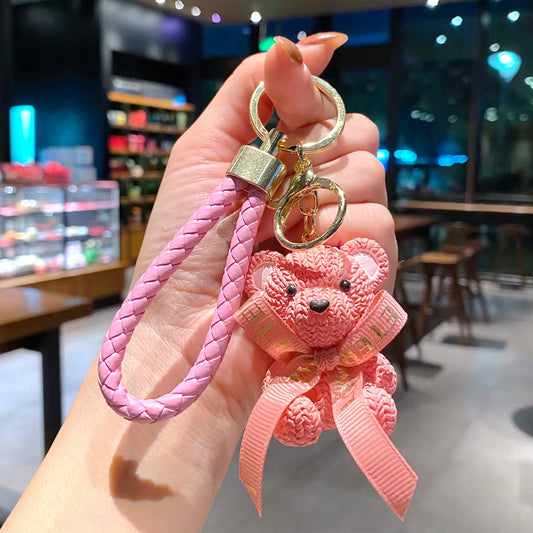 1pc Bowknot & Teddy Bear Keychain Car Accessories Bag Charm Cartoon Cute Goth Y2k Halloween Accessories Teachers Day