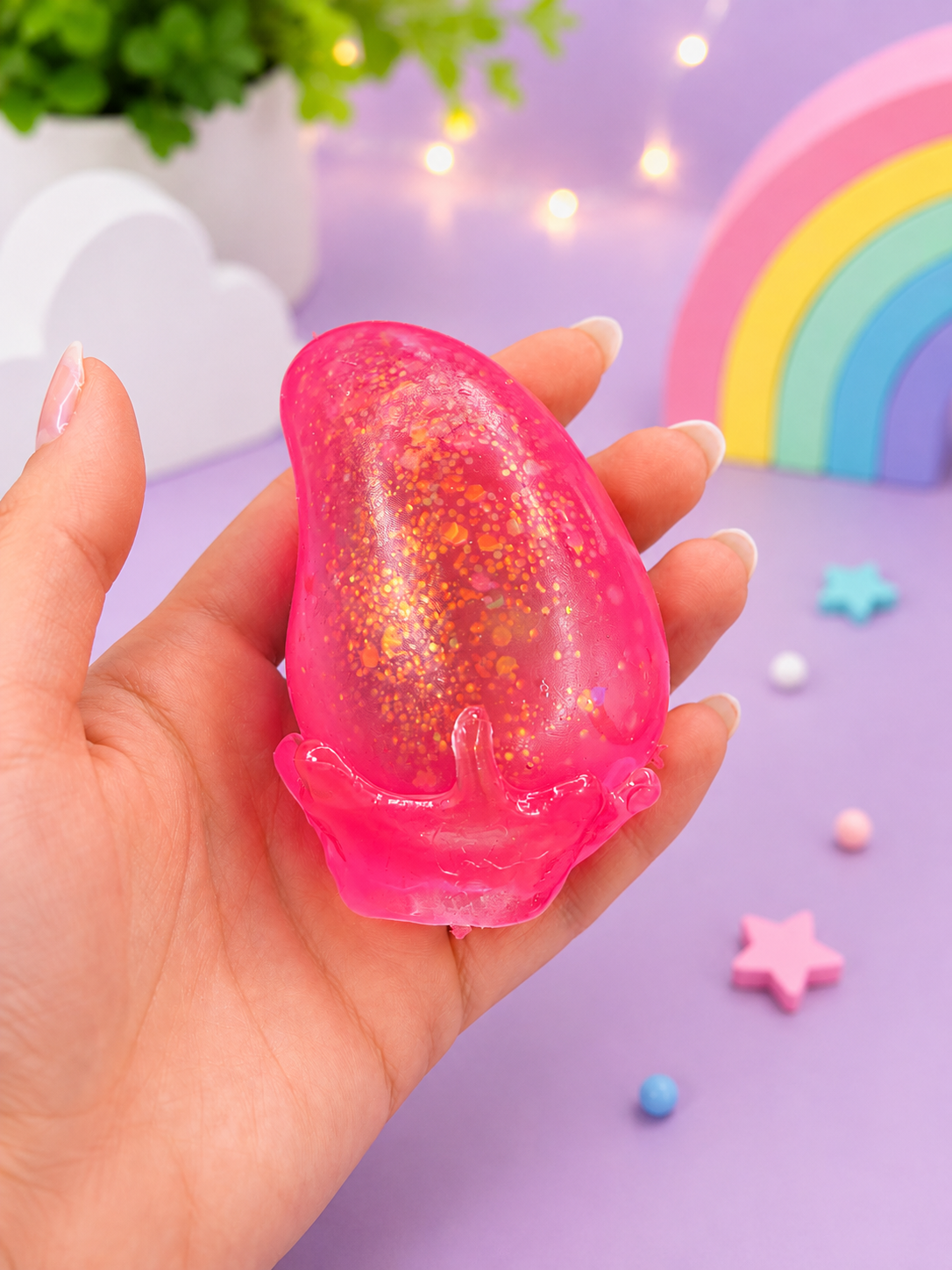 Glittery Egg Squishy Sensory Toy – Super Soft Squeeze Toy