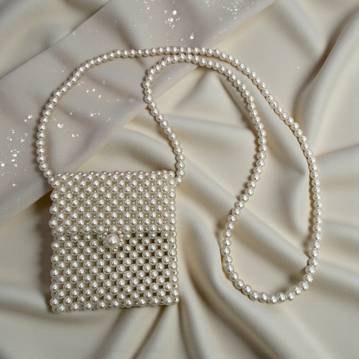 Elegant Mini Pearl Beaded Crossbody Bag – Handmade Vintage Style Evening Purse