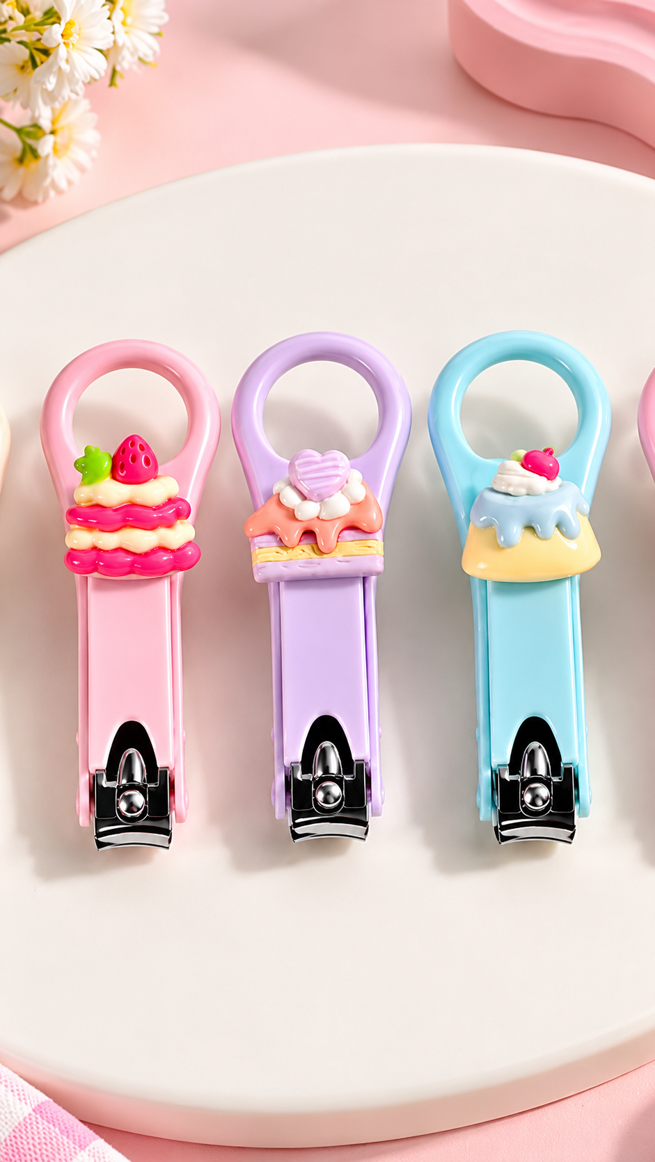 Cute Dessert Nail Clippers – Pastel Colors & Kawaii Cake Designs
