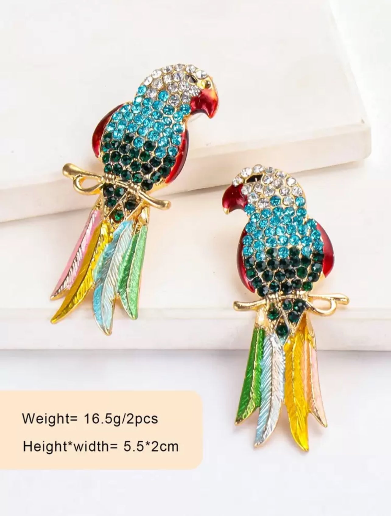 juran Rhinestone Bird Design Stud Earrings