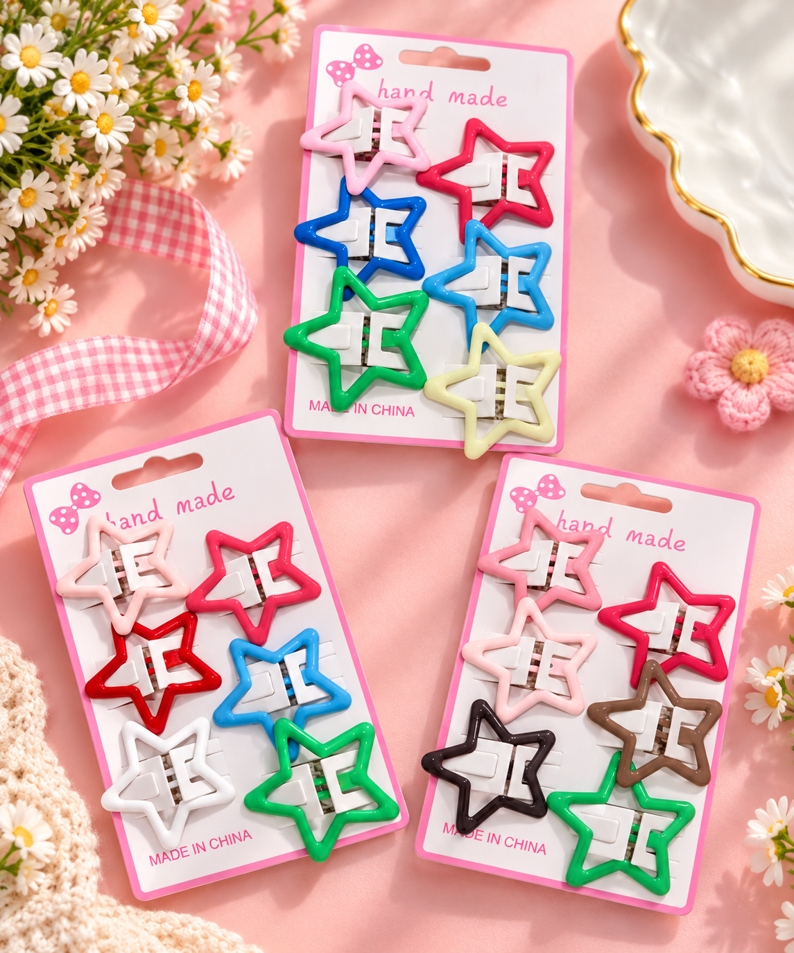 Colorful Star Hair Clips for Girls – Set of 6