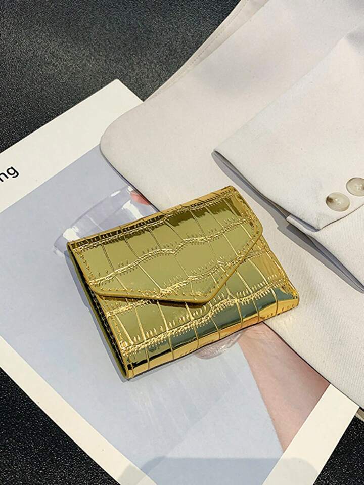 1-Piece Women's Stylish Glossy Crocodile Pattern Wallet, Compact And Exquisite, Easy To Carry, An Excellent Choice For Gifts