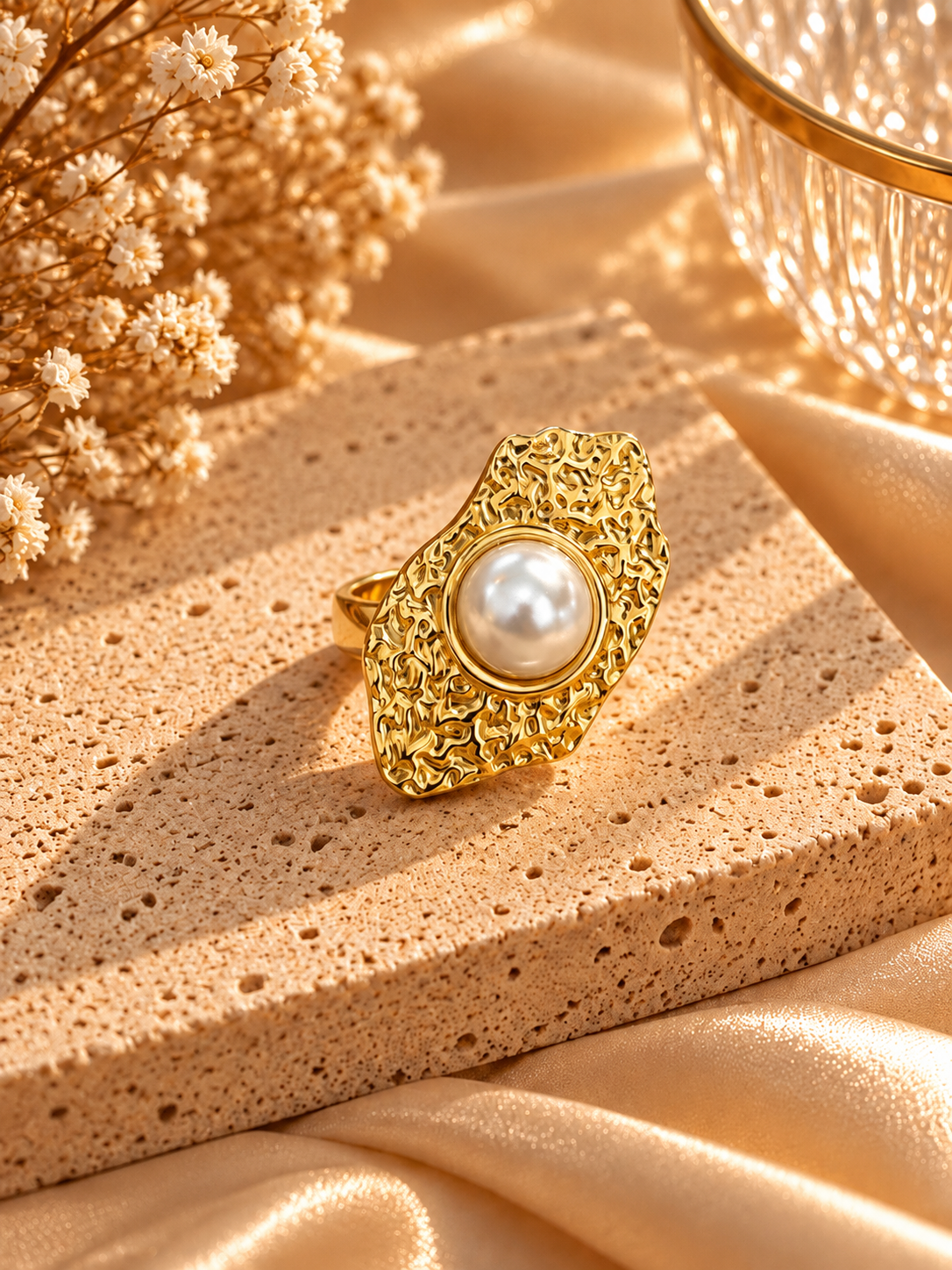 Gold Stainless Steel Statement Ring