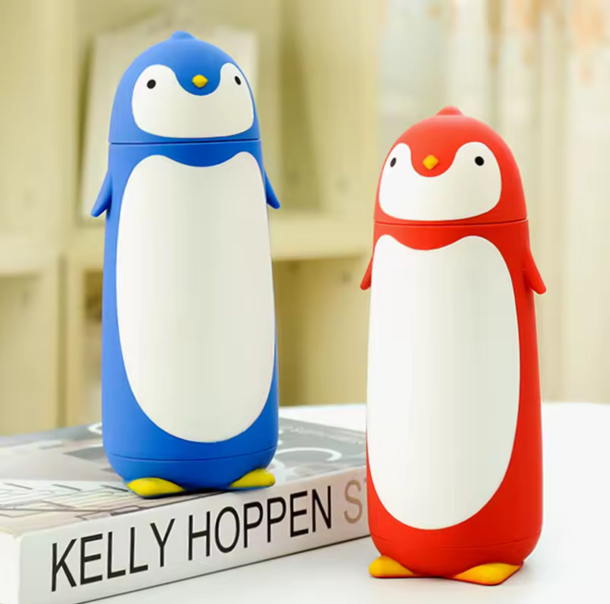 Penguin Glass Water Bottle – 300ml Cute Cartoon Design