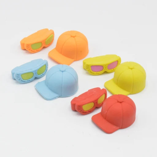Cute Cap & Sunglasses Eraser Set – Fun Novelty School Erasers