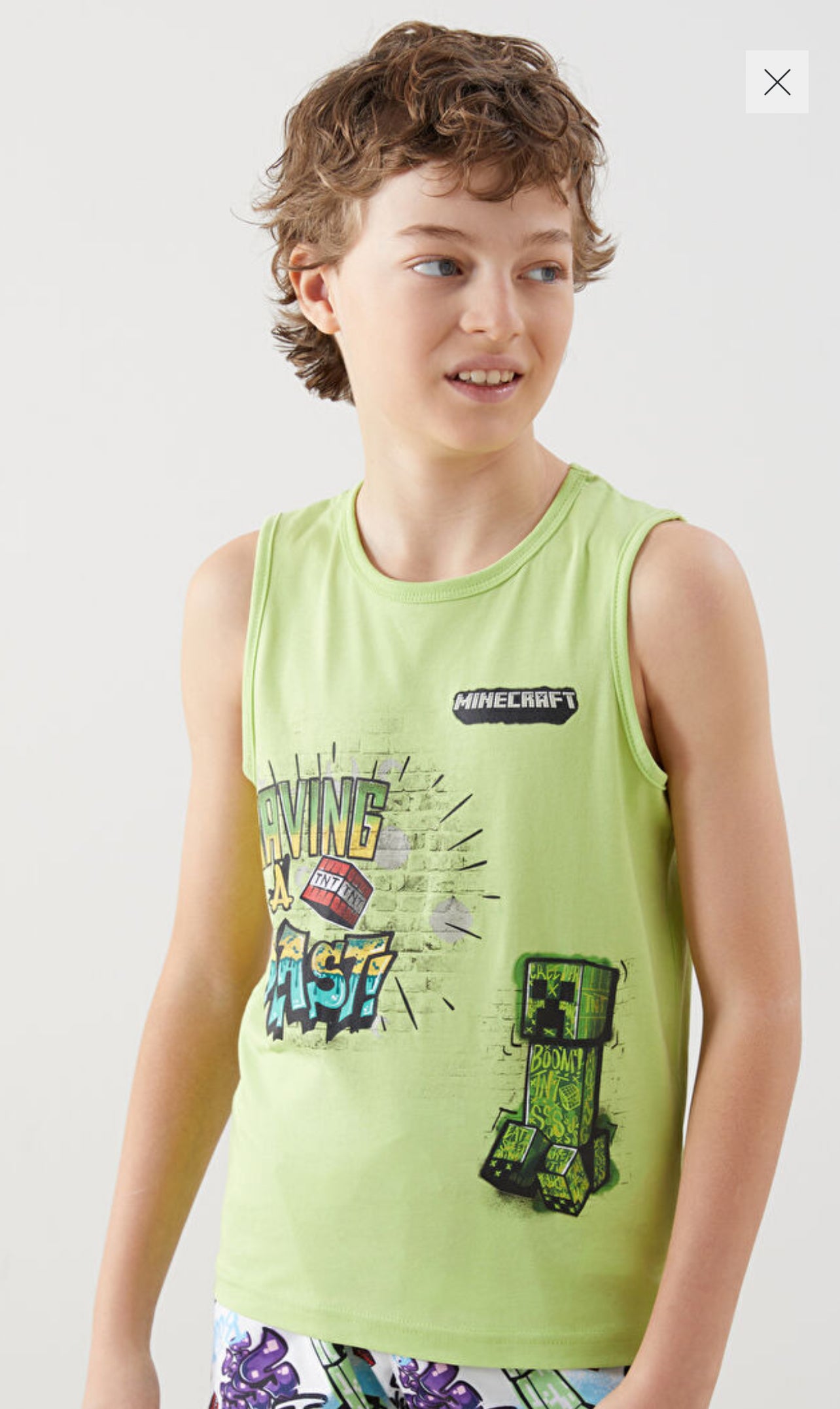 LCW Kids Crew Neck Minecraft Printed Boys' Tank Top and Swim Shorts
