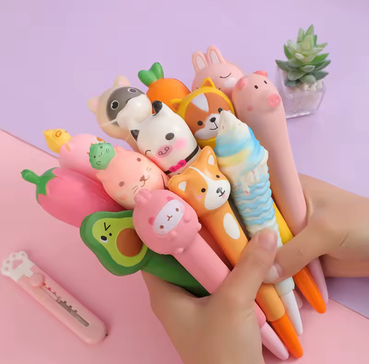 1Pcs Cute Soft Gel Pen Kawaii Decompression Pen Stationery Office School Supply Lovely Cartoon Pen Sponge Slow Rebound Gel Pen