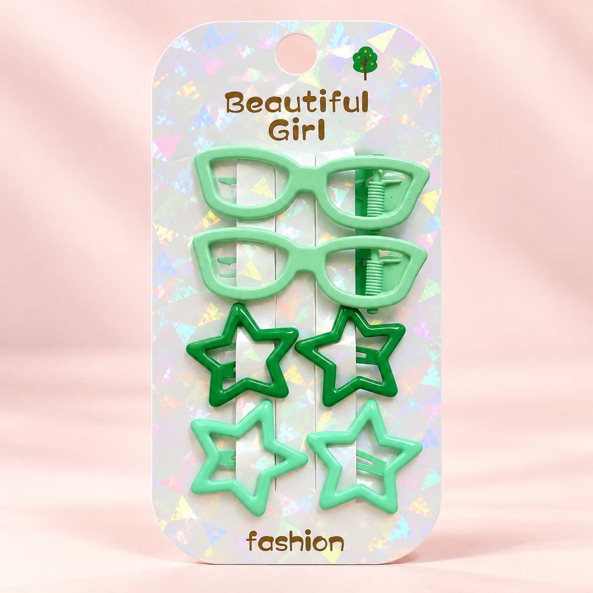 6Pcs Kids’ Hair Clips Set – Glasses & Star Designs
