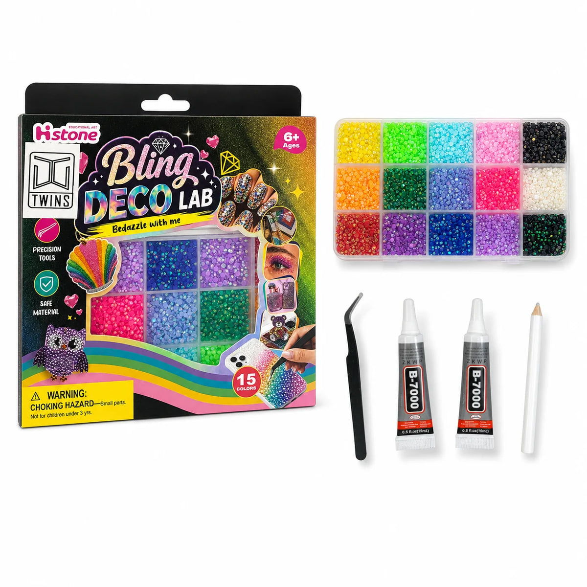 Bling Deco Lab Rhinestones & Crystals Set - 15,25,40 Colors with Precision Tools