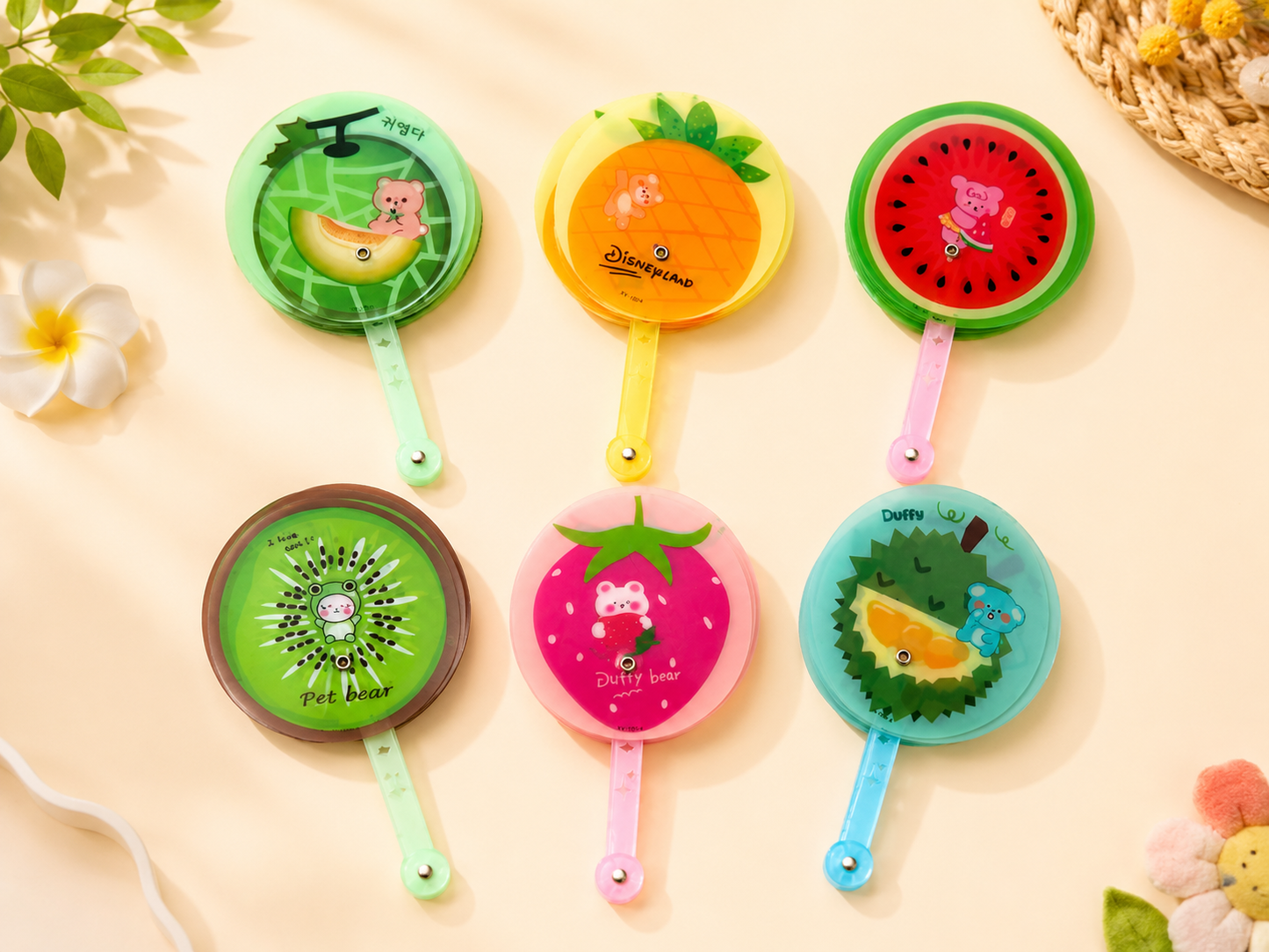 Cute Fruit & Bear Folding Hand Fan for Kids – 6 Fun Designs